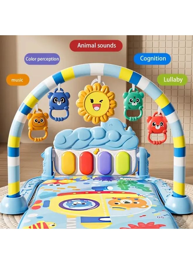 Orange Baby Piano Sensory Toys Adjustable Tummy Time Gym With 5 Removable Developmental Panels - Image 1